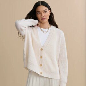 Jenni Kayne Cropped Cashmere Cocoon Cardigan Ivory Xs